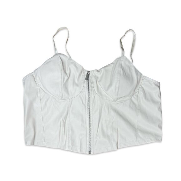 Plus Size White Faux Leather Zip-up Corset Top by Madden NYC - Size 3XL - Picture 1 of 10